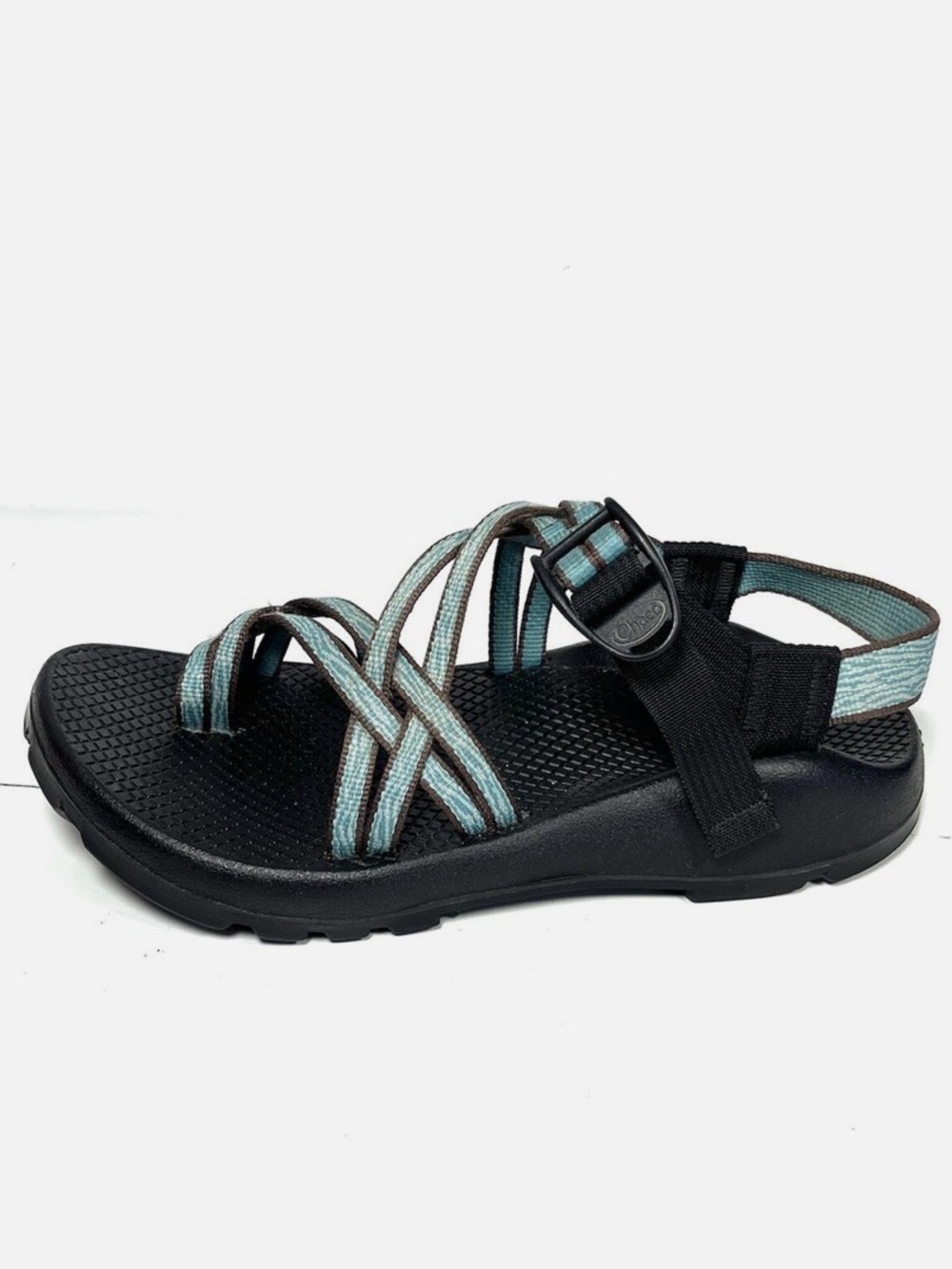 Women's Strappy Outdoor Sandal - Black with Teal Accents Sandals Size 9